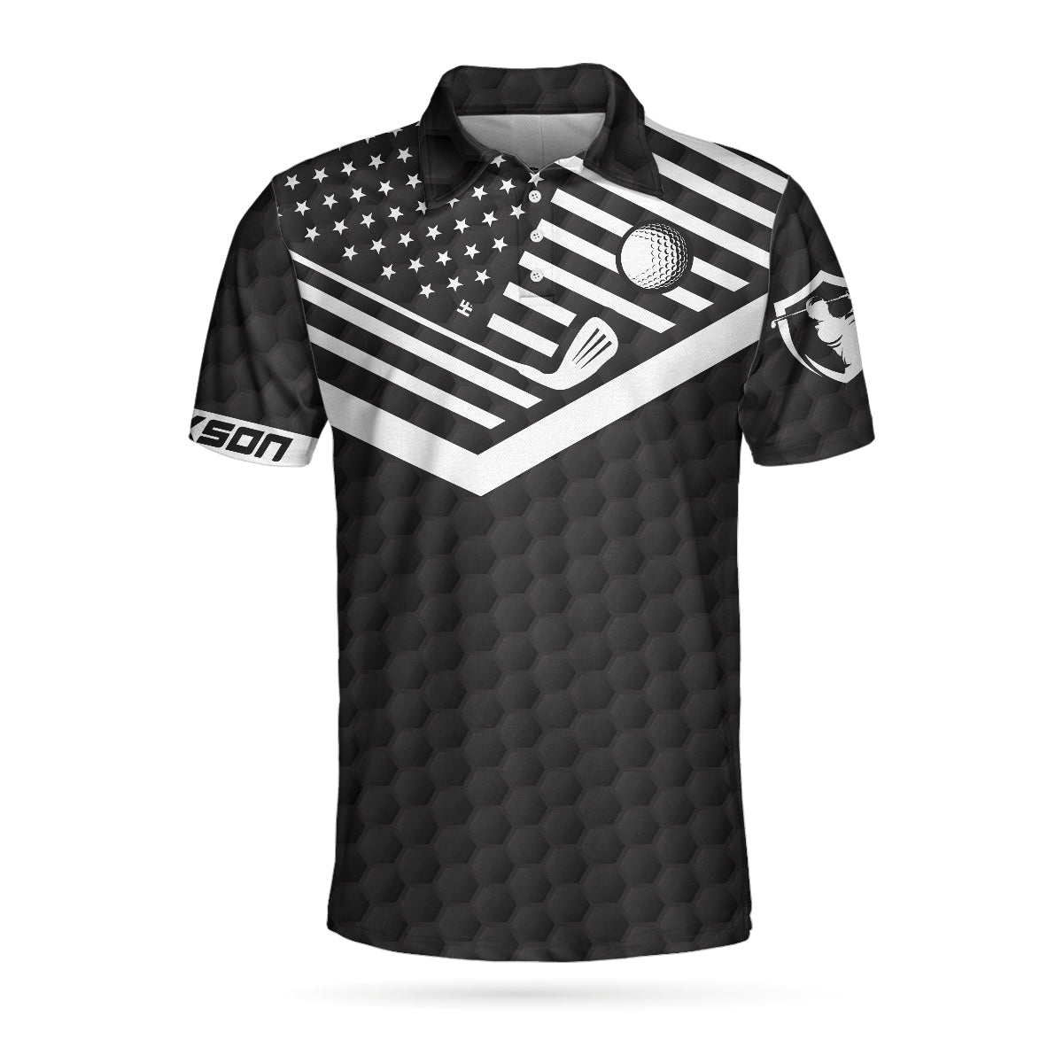 Golfing Instructions Custom Men Polo Shirt, Personalized Black American Flag Polo Shirt, Cool Golf Shirt For Men, Best Gift For Golfers