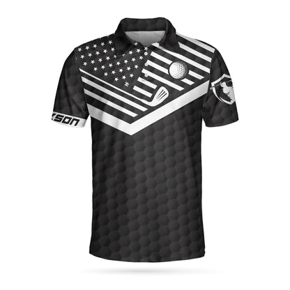 Golfing Instructions Custom Men Polo Shirt, Personalized Black American Flag Polo Shirt, Cool Golf Shirt For Men, Best Gift For Golfers