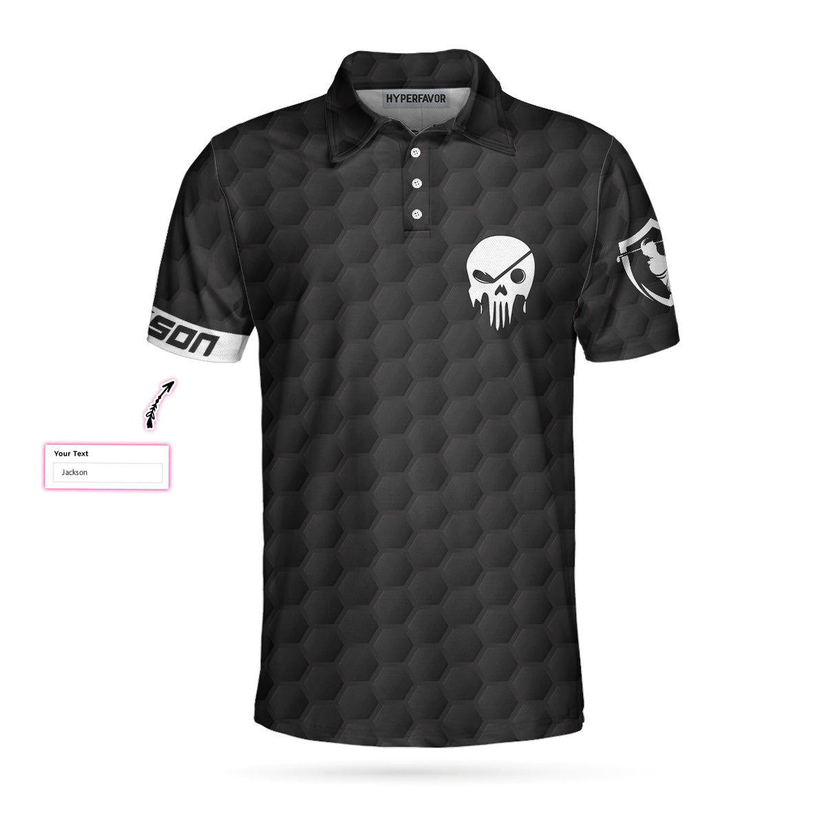 Personalized Black Skull Golfing Men Polo Shirt, Grass Destroyer Custom Polo Shirt Design, Golf Gift Idea For Male