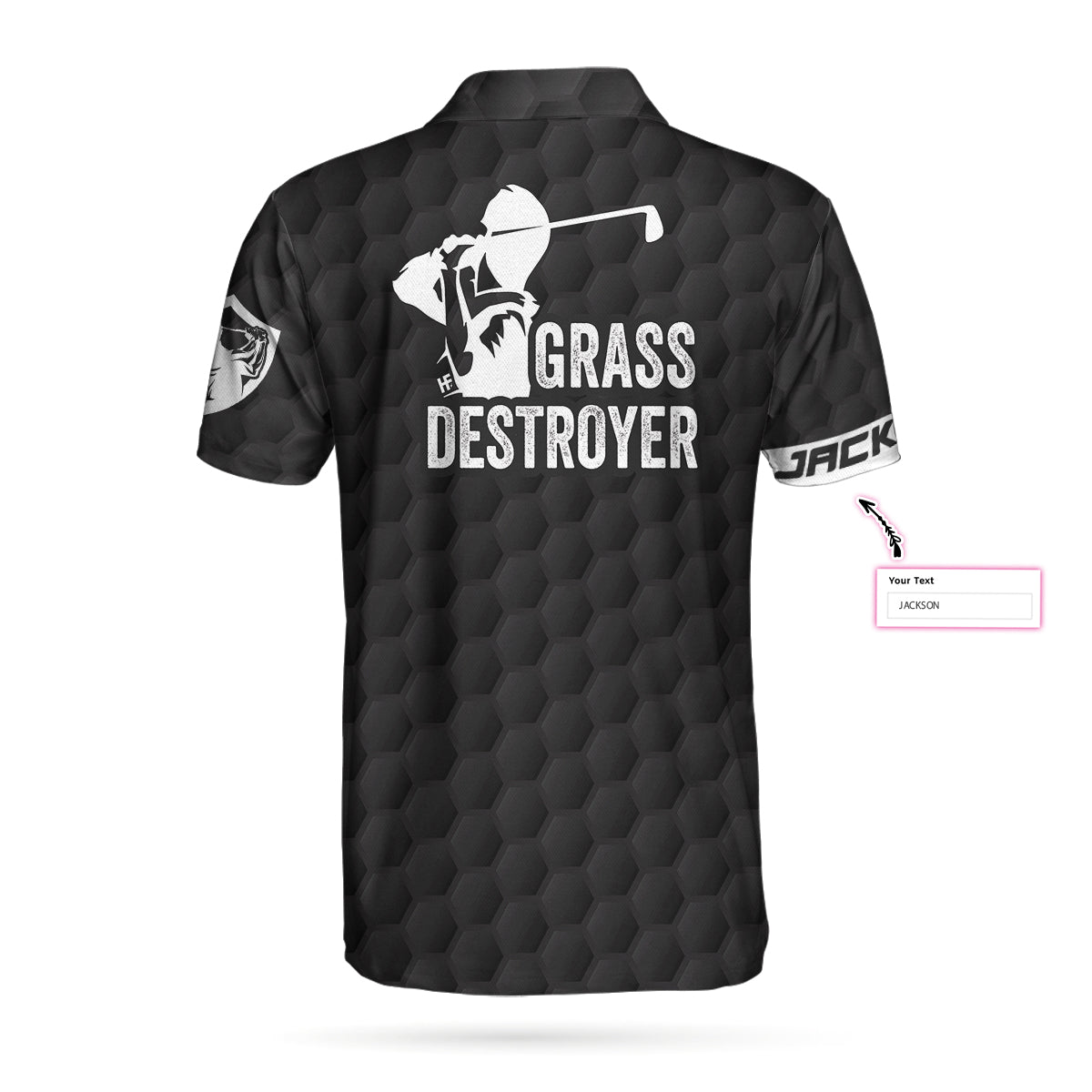 Personalized Black Skull Golfing Men Polo Shirt, Grass Destroyer Custom Polo Shirt Design, Golf Gift Idea For Male
