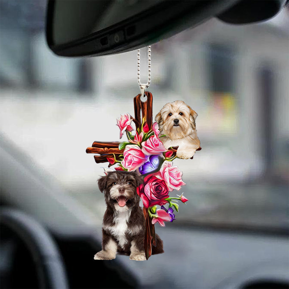 Havanese Roses and Jesus Ornament - Gift For Dog Lovers - Dog Car Hanging Ornament - Gift For Dog Mom, Dog Lover, Dog Owner
