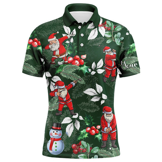 Golf Men Polo Shirt - Custom Name Funny Christmas, Santa Golfer Apparel - Personalized Gift For Golf Lover, Male, Husband, Boyfriend