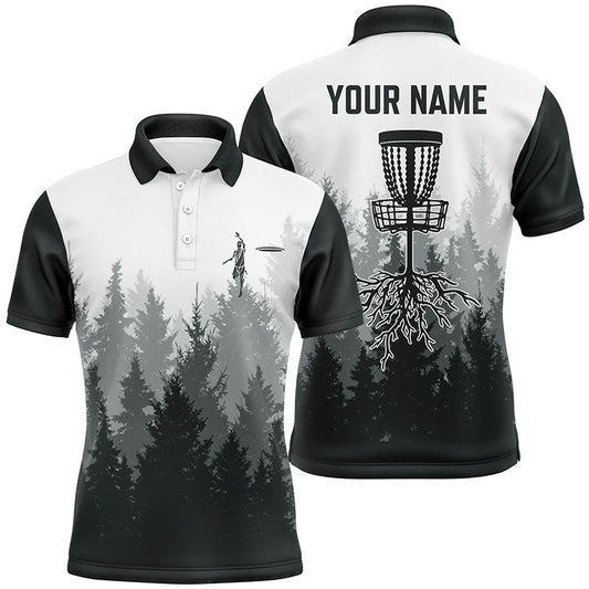 Disc Golf Men Polo Shirt - Disc Golf Basket Hole In The Woods Custom Name Multicolor Apparel - Personalized Gift For Disc Golf Lover, Men, Husband, Team