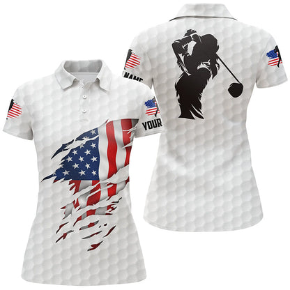 Womens Golf Polo Shirts American Flag Patriotic Golf Shirts Custom Name Golf Polo For Women