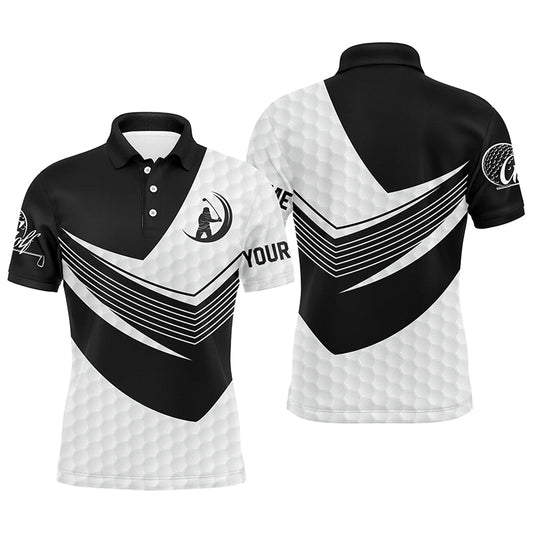 Golf Men Polo Shirt - Custom Name Black And White Golf Balls Skin Apparel - Personalized Gift For Golf Lover, Team, Husband, Boyfriend, Men