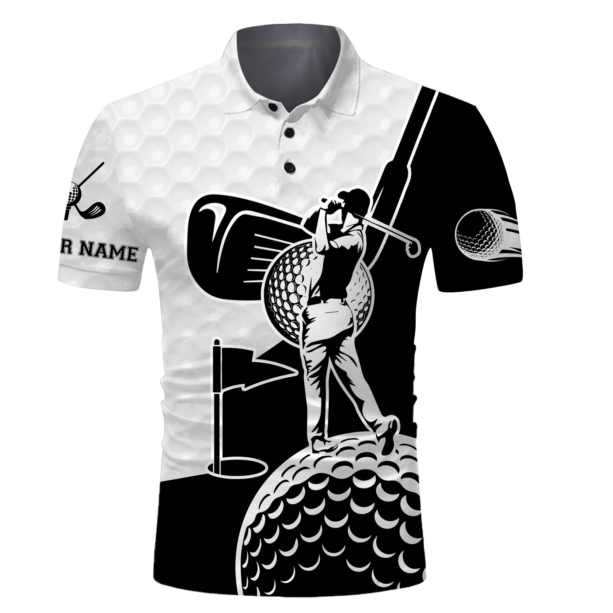Golf Custom Name Men Polo Shirt - Golf Clubs Golf Ball Apparel - Personalized Gift For Golf Lover, Team, Golfer, Men