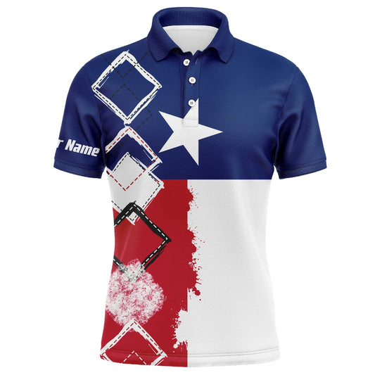Golf Men Polo Shirt - Texas Flag Patriot Custom Name Apparel - Personalized Gift For Golf Lover, Team