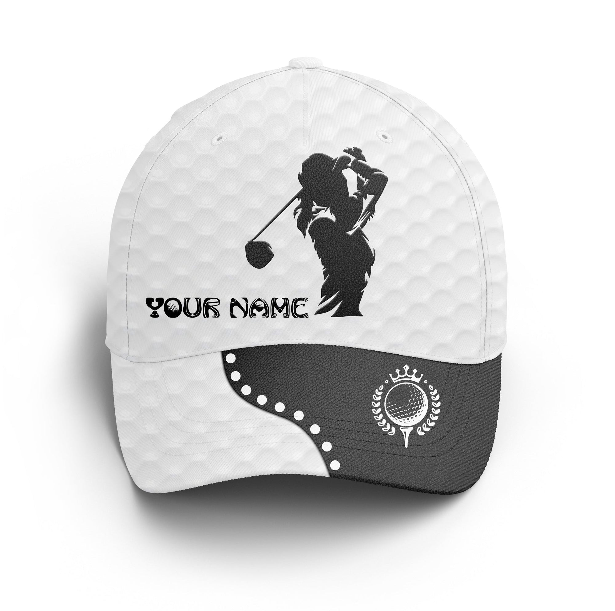 Golf Cap Custom Name Golfer Women, Golf Lover Gifts, Golf Black And White Hats Gifts for Her, Golfer, Him, Friend