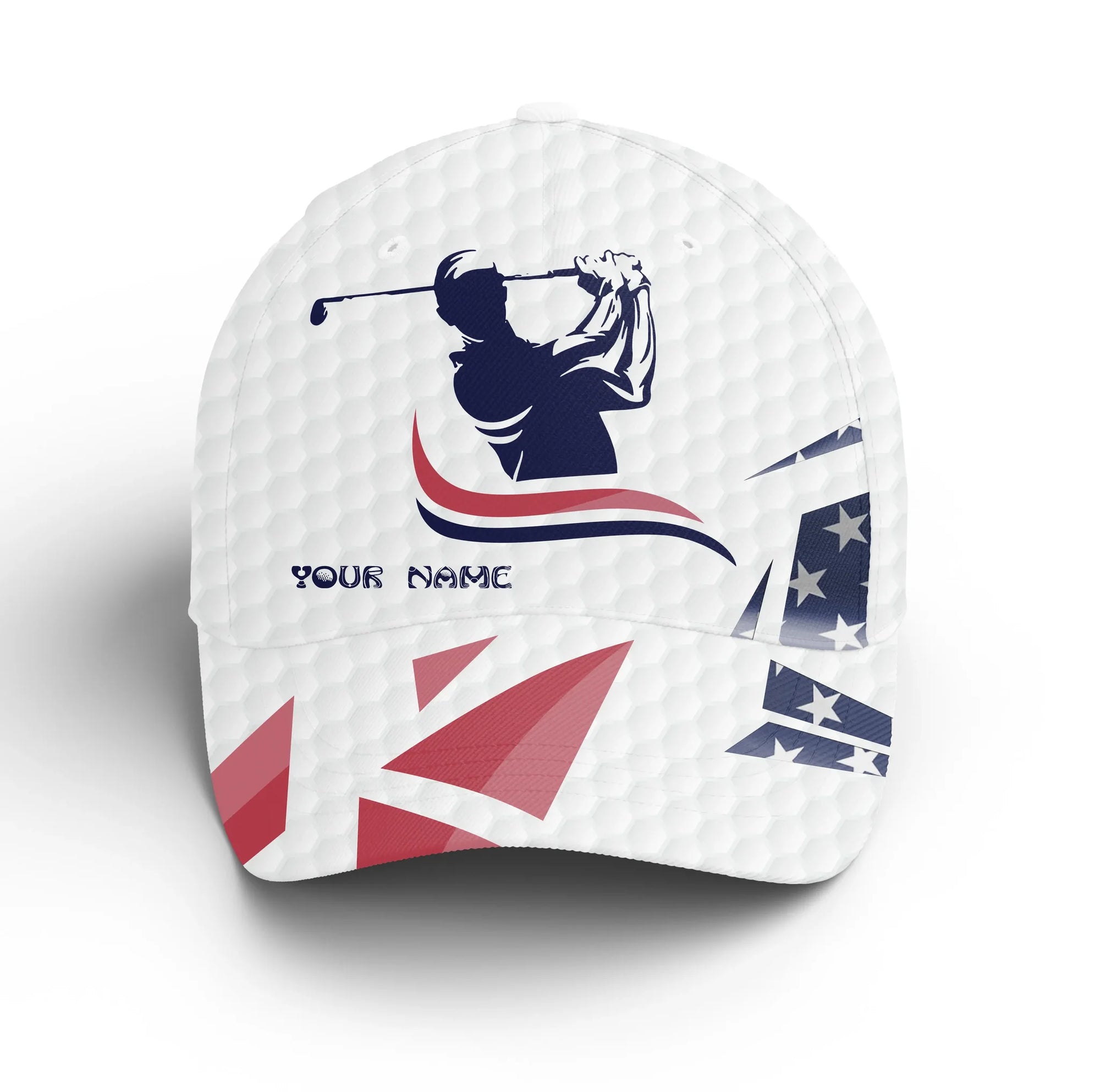 Golf Cap Custom Name Golfer Men, Golf Lover Gifts, American Flag White Golf Hats Gifts for Him, Golfer, Her, Friend