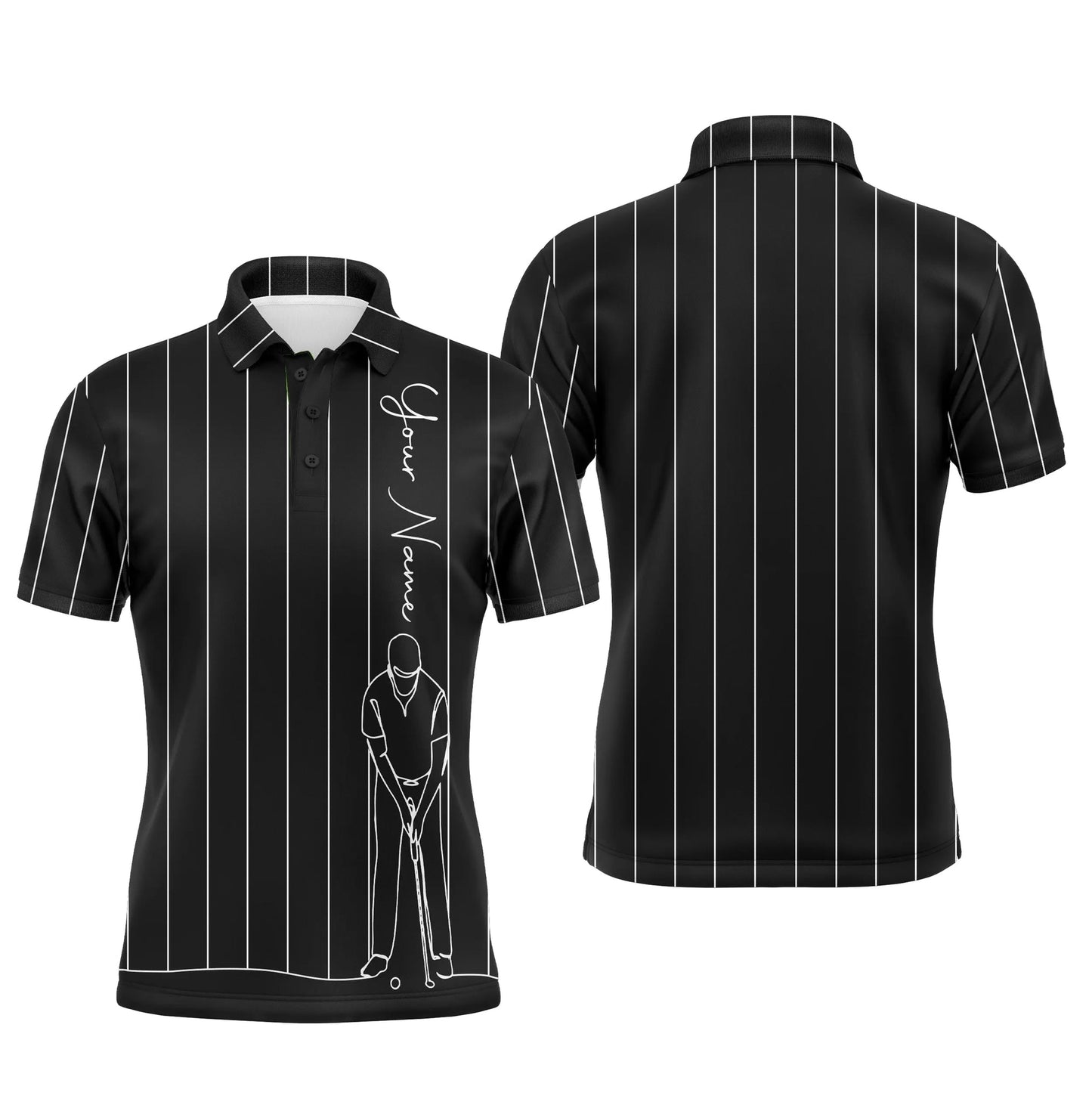 Golf Men Polo Shirt - Multicolor Stripe Pattern Custom Name Apparel - Personalized Gift For Golf Lover, Team, Male Players, Golfer