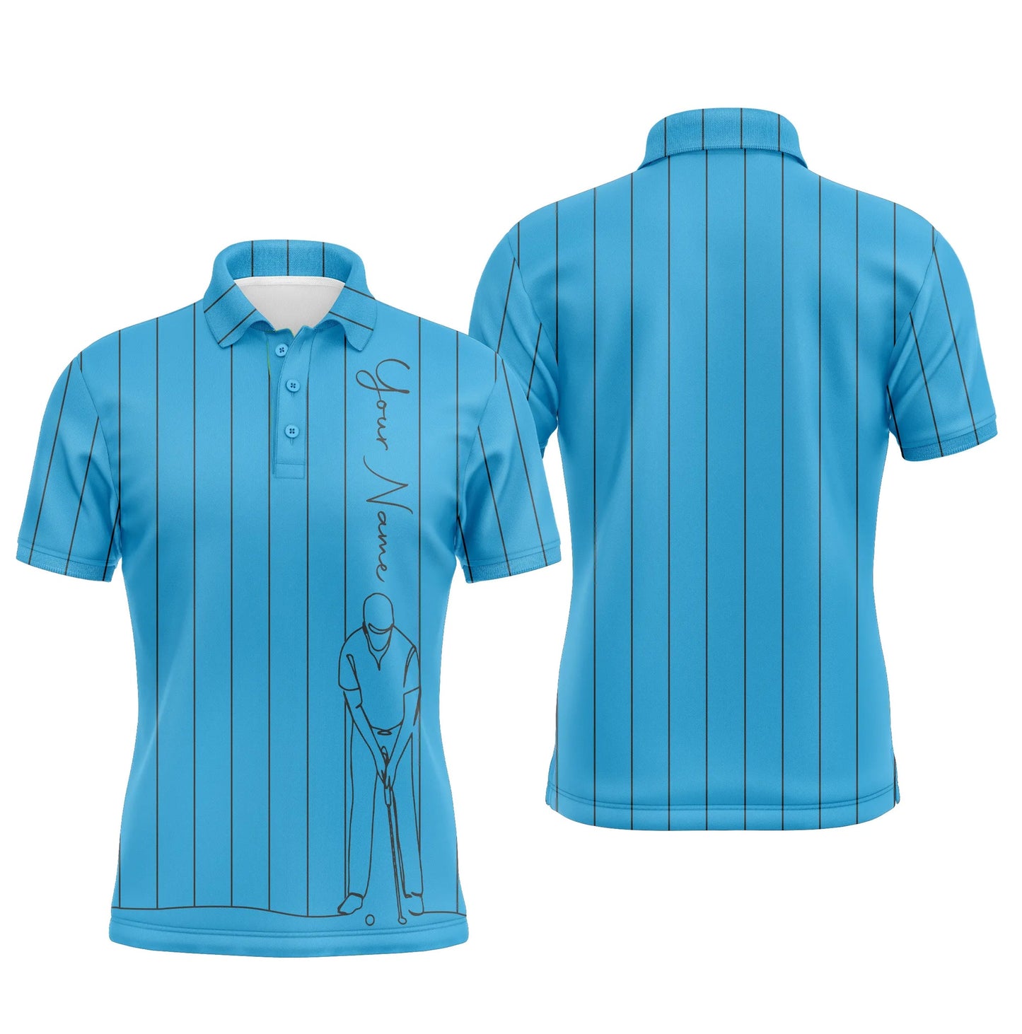 Golf Men Polo Shirt - Multicolor Stripe Pattern Custom Name Apparel - Personalized Gift For Golf Lover, Team, Male Players, Golfer