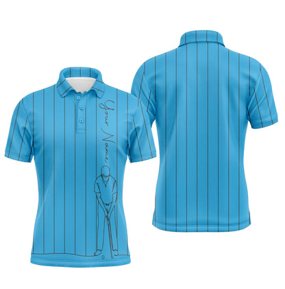 Golf Men Polo Shirt - Multicolor Stripe Pattern Custom Name Apparel - Personalized Gift For Golf Lover, Team, Male Players, Golfer