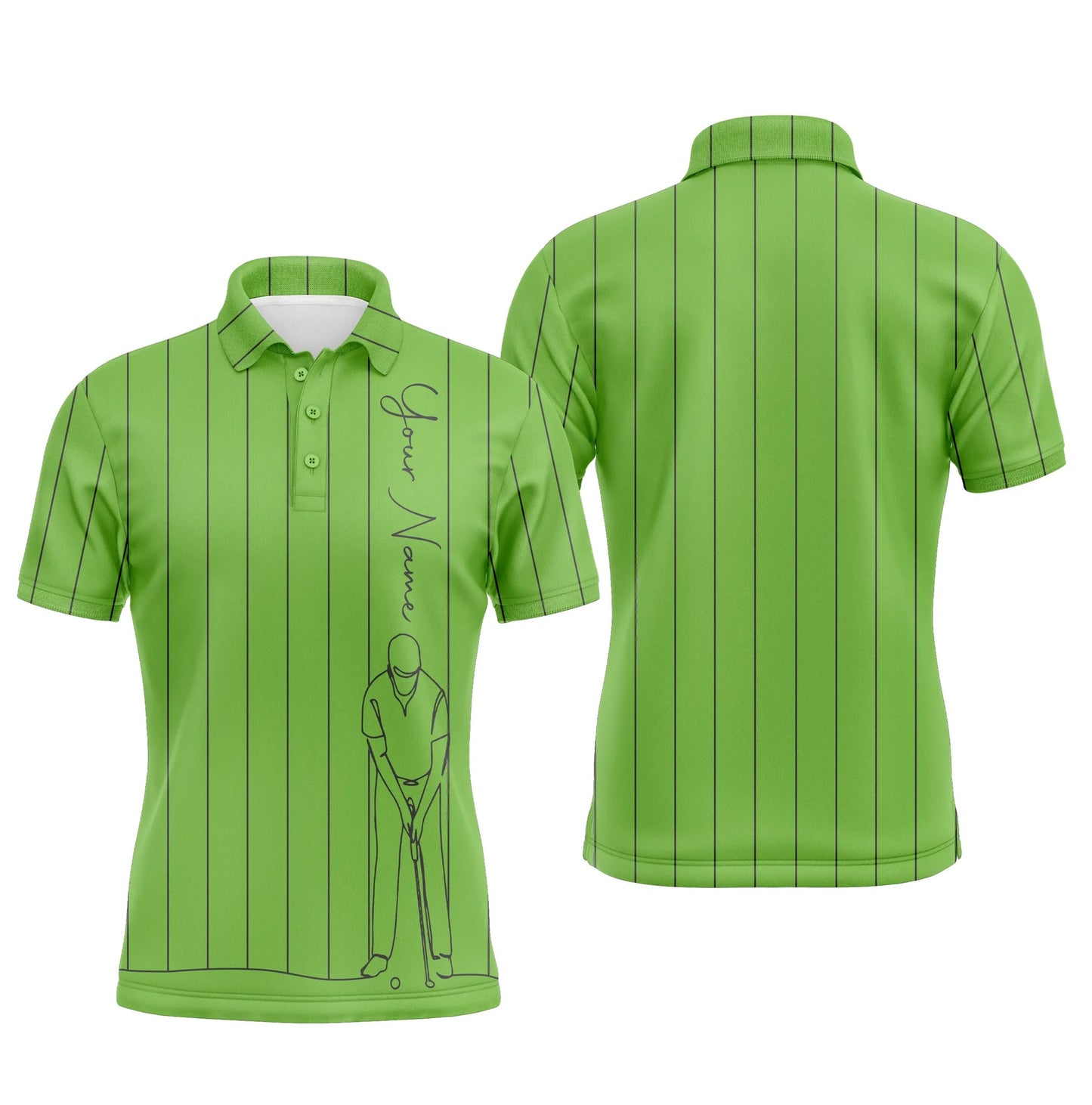 Golf Men Polo Shirt - Multicolor Stripe Pattern Custom Name Apparel - Personalized Gift For Golf Lover, Team, Male Players, Golfer