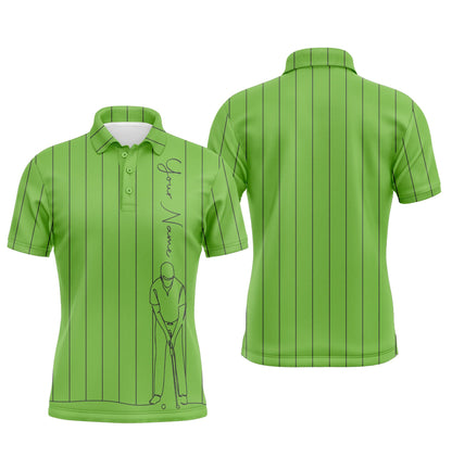 Golf Men Polo Shirt - Multicolor Stripe Pattern Custom Name Apparel - Personalized Gift For Golf Lover, Team, Male Players, Golfer