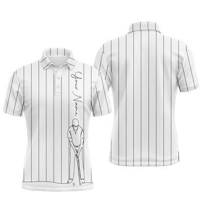 Golf Men Polo Shirt - Multicolor Stripe Pattern Custom Name Apparel - Personalized Gift For Golf Lover, Team, Male Players, Golfer