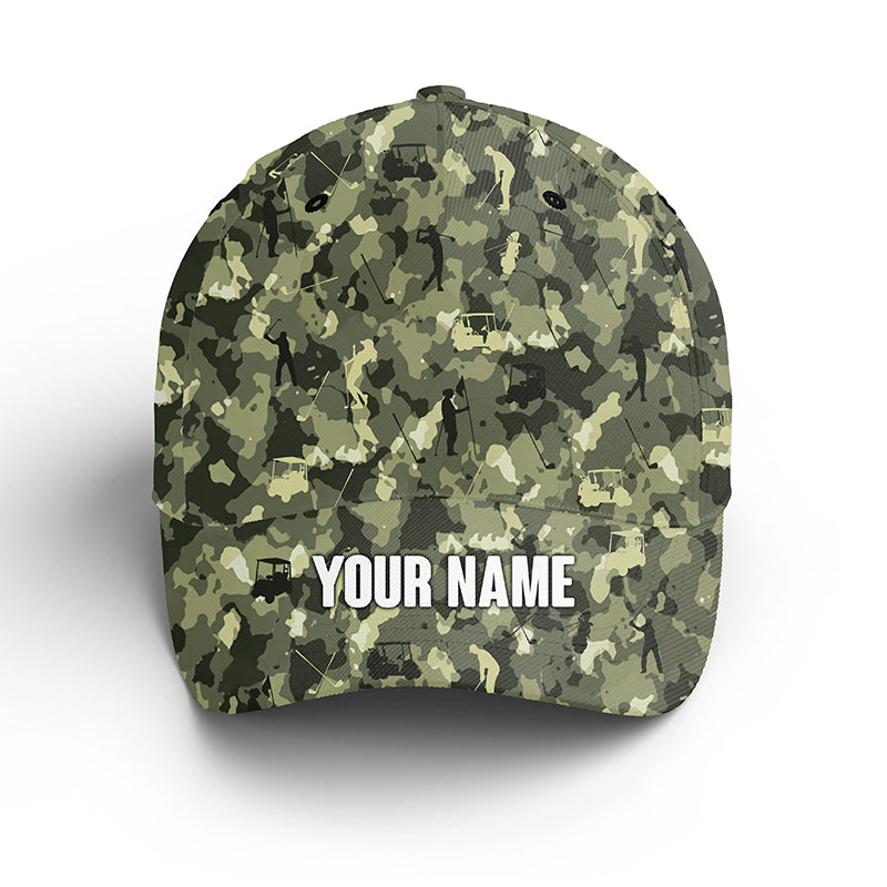 Golf Cap Custom Name For Men, Personalized Golf Lover Gifts, Green Camo Golf Sun Hats Unique Gifts For Him, Golfer, Her, Friend