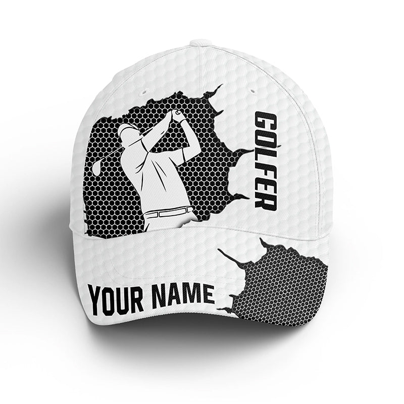 Golf Cap Custom Name For Men, Personalized Golf Lover Gifts, Black White Golf Sun Hats Gifts For Him, Golfer, Her, Friend