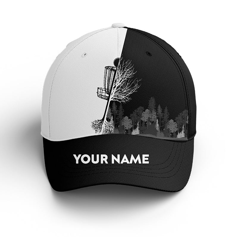 Disc Golf Cap Custom Name For Men And Women, Disc Golf Lover Gifts, Black And White Golf Hats Gifts For Him, Golfer, Her, Friend