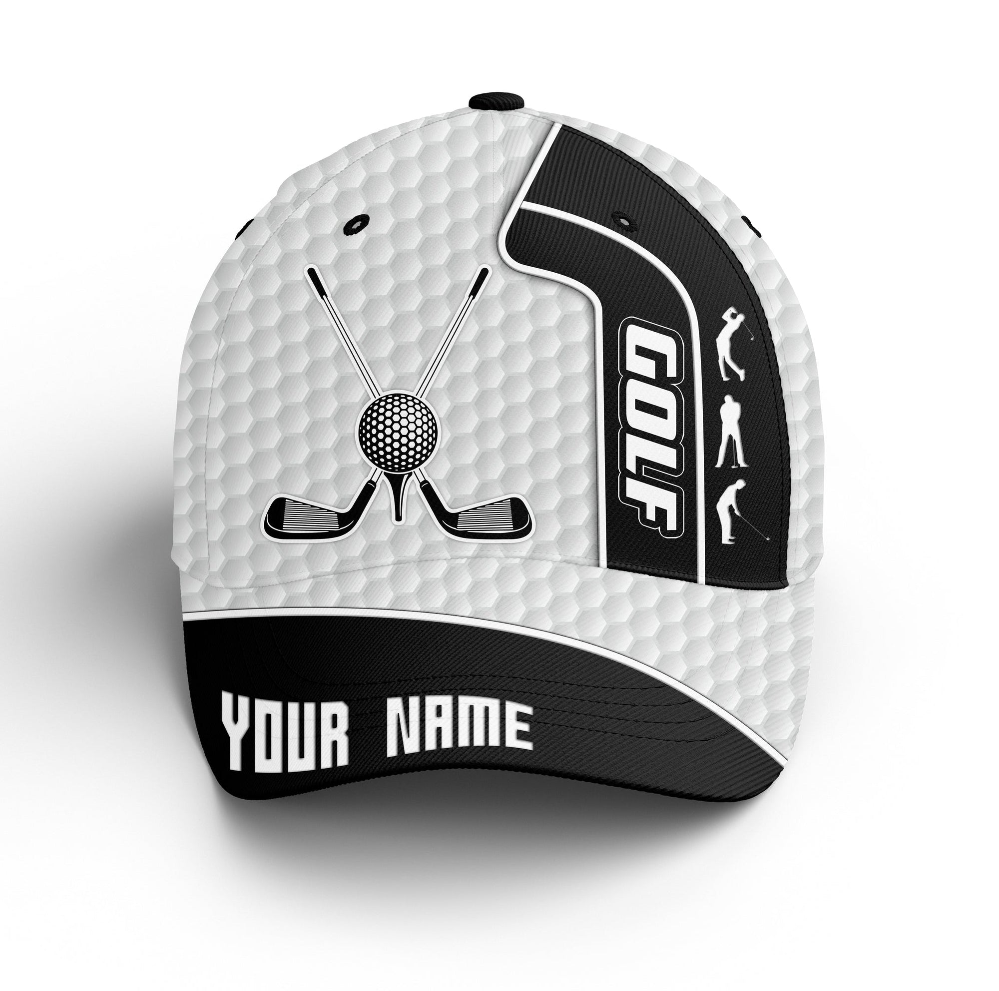 Golf Hat Custom Name For Women, Black And White Golf Cap For Golf Lover Gifts, Golf Black And White Hats Gifts for Her, Him, Golfer, Friend