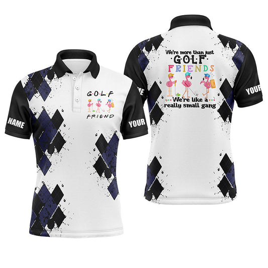 Golf Men Polo Shirt - Custom Name Funny Flamingo Apparel - Personalized Gift For Golf Lover, Male, Husband, Team - We're More Than Just Golf Friends