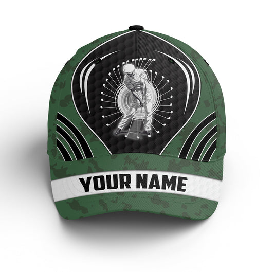 Golf Cap Custom Name For Men, Personalized Golf Lover Gifts, Green Camo Golf Sun Hats Gifts For Him, Golfer, Her, Friend