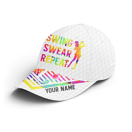 Golf Cap Custom Name Golfer Women, Golf Lover Gifts, American Flag Watercolor Golf Hats Gifts for Him, Golfer, Her, Friend