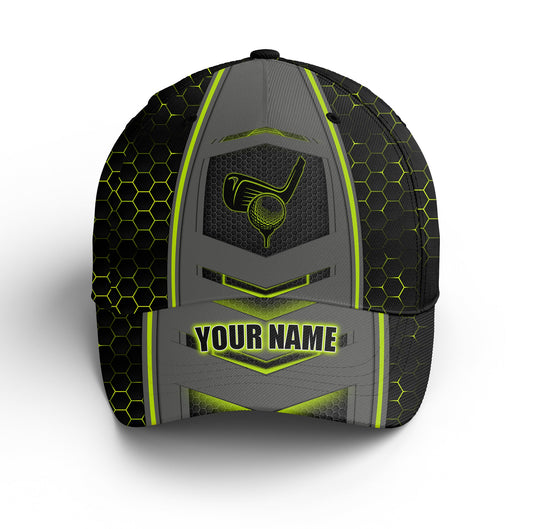 Golf Cap Custom Name For Men And Women, Golf Lover Gifts, Lime Green And Black Golf Hats Gifts For Him, Golfer, Her, Friend