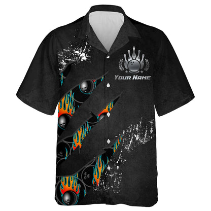 Personalized Bowling Hawaiian Shirts, Custom Name Bowling Hawaiian Shirt, Bowling Aloha Shirt Strike For Friends, Family, Bowling Team
