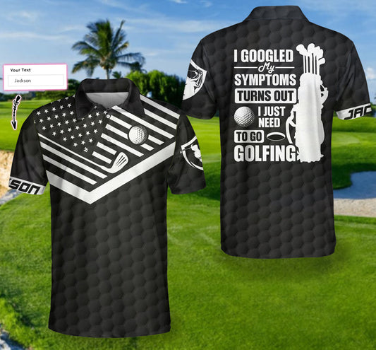 I Just Need To Go Golfing Custom Polo Shirt, Personalized American Flag Polo Shirt, Cool Golf Shirt For Men