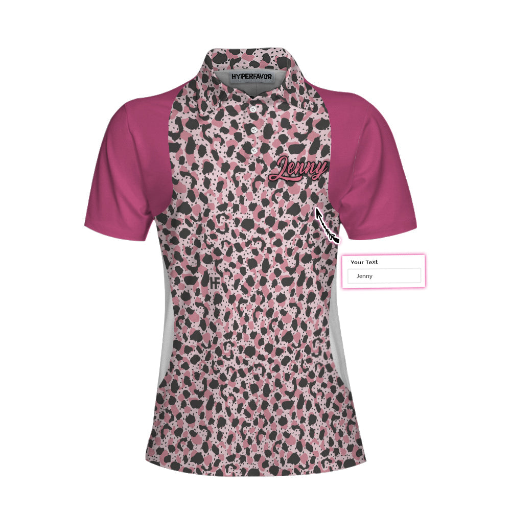 I Know I Play Like A Girl Try To Keep Up Short Sleeve Women Polo Shirt, Personalized Leopard Pattern Polo Shirt, Best Golfing Shirt For Ladies