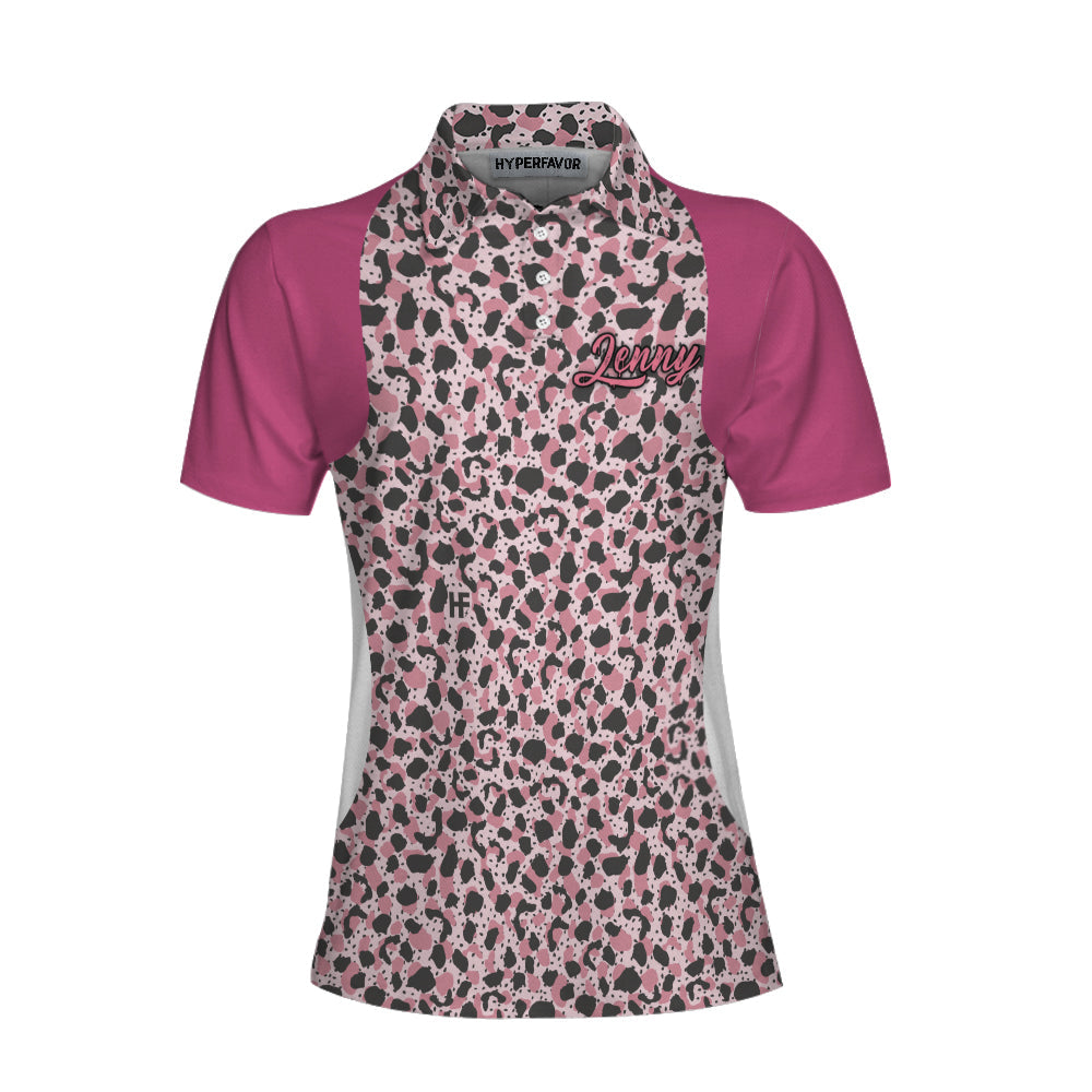 I Know I Play Like A Girl Try To Keep Up Short Sleeve Women Polo Shirt, Personalized Leopard Pattern Polo Shirt, Best Golfing Shirt For Ladies