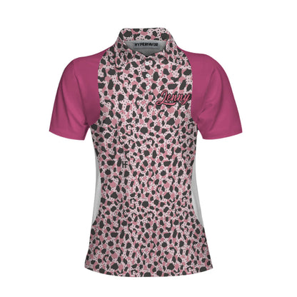 I Know I Play Like A Girl Try To Keep Up Short Sleeve Women Polo Shirt, Personalized Leopard Pattern Polo Shirt, Best Golfing Shirt For Ladies