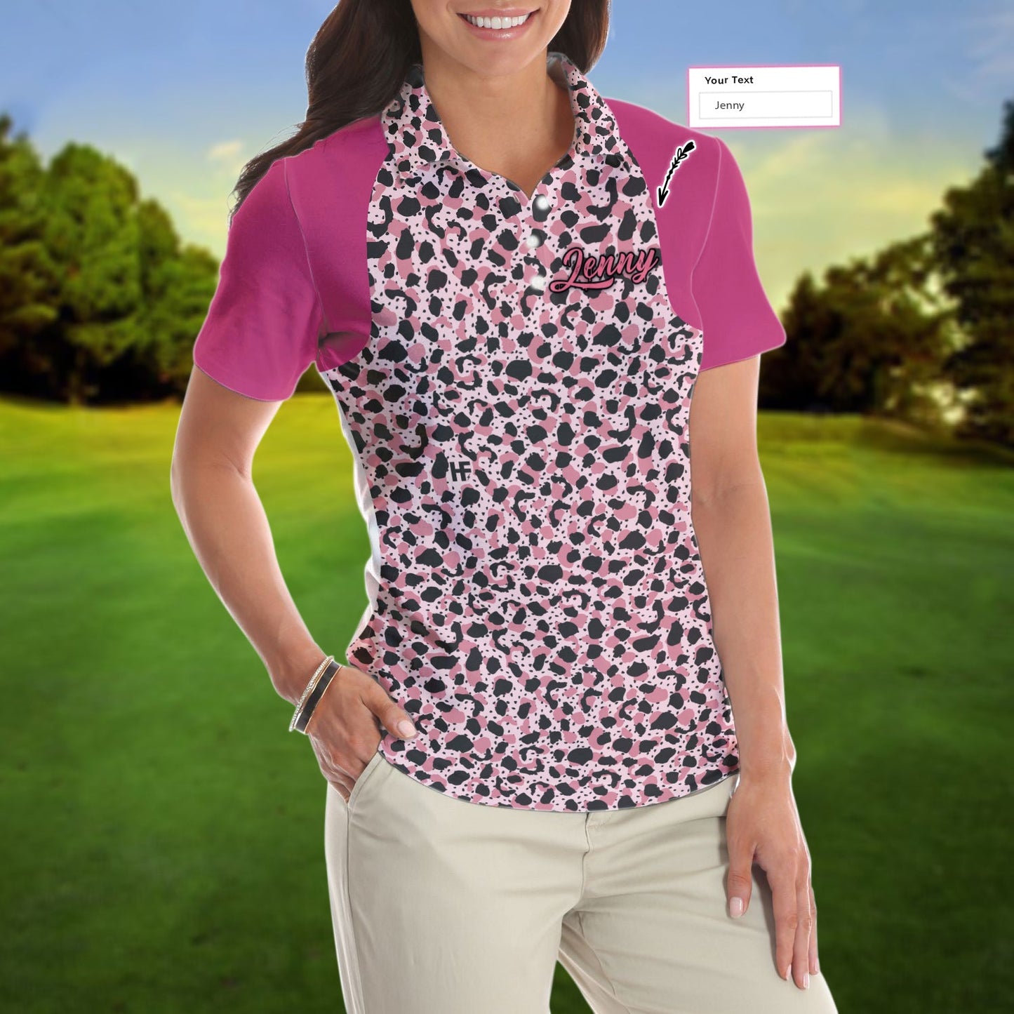 I Know I Play Like A Girl Try To Keep Up Short Sleeve Women Polo Shirt, Personalized Leopard Pattern Polo Shirt, Best Golfing Shirt For Ladies