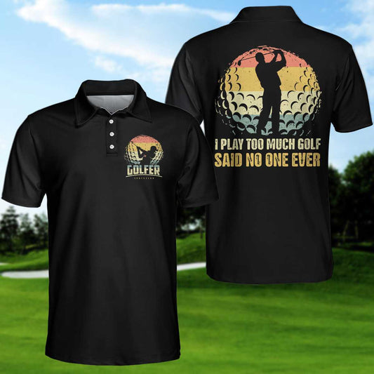 Vintage Palette Golf Ball Men Polo Shirt, I Play Too Much Golf Polo Shirt, Best Golf Shirt For Men, Gift For Golfers