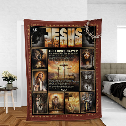 Christian Throw Blanket, Faith Blanket, Jesus Blanket, Inspirational Gift - Jesus Painting, The Lion Of Judah Blanket, The Lord's Prayer