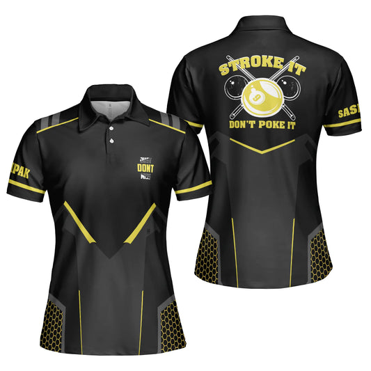 Billiards Women Polo Shirt, Just Don't Miss Stroke It Don't Poke It Short Sleeve Shirt, Billiards Ball 9 Shirt For Ladies
