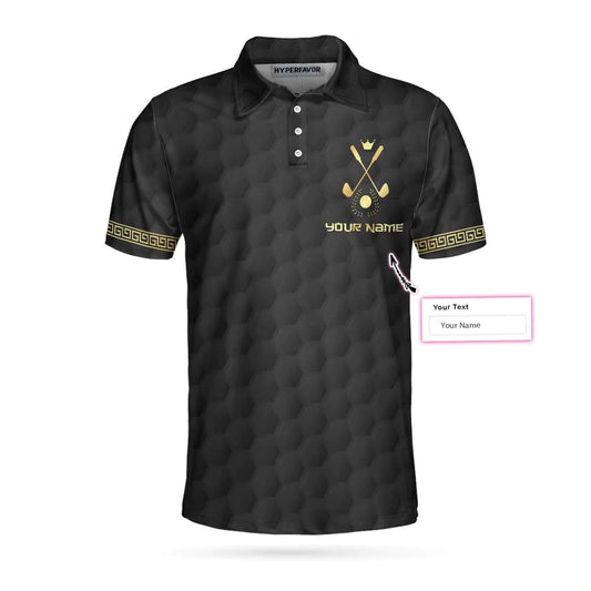 Personalized Black Golf Ball Pattern Ball Clubs Men Polo Shirt, King Of Golf Custom Polo Shirt, Crown Royal Golf Polo Shirt For Men, Meaningful Golf Gift For Golfers