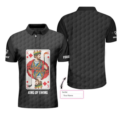Personalized Golfing King Card Men Polo Shirt, King Of Swing Golf Custom Polo Shirt, Best Golf Shirt For Male