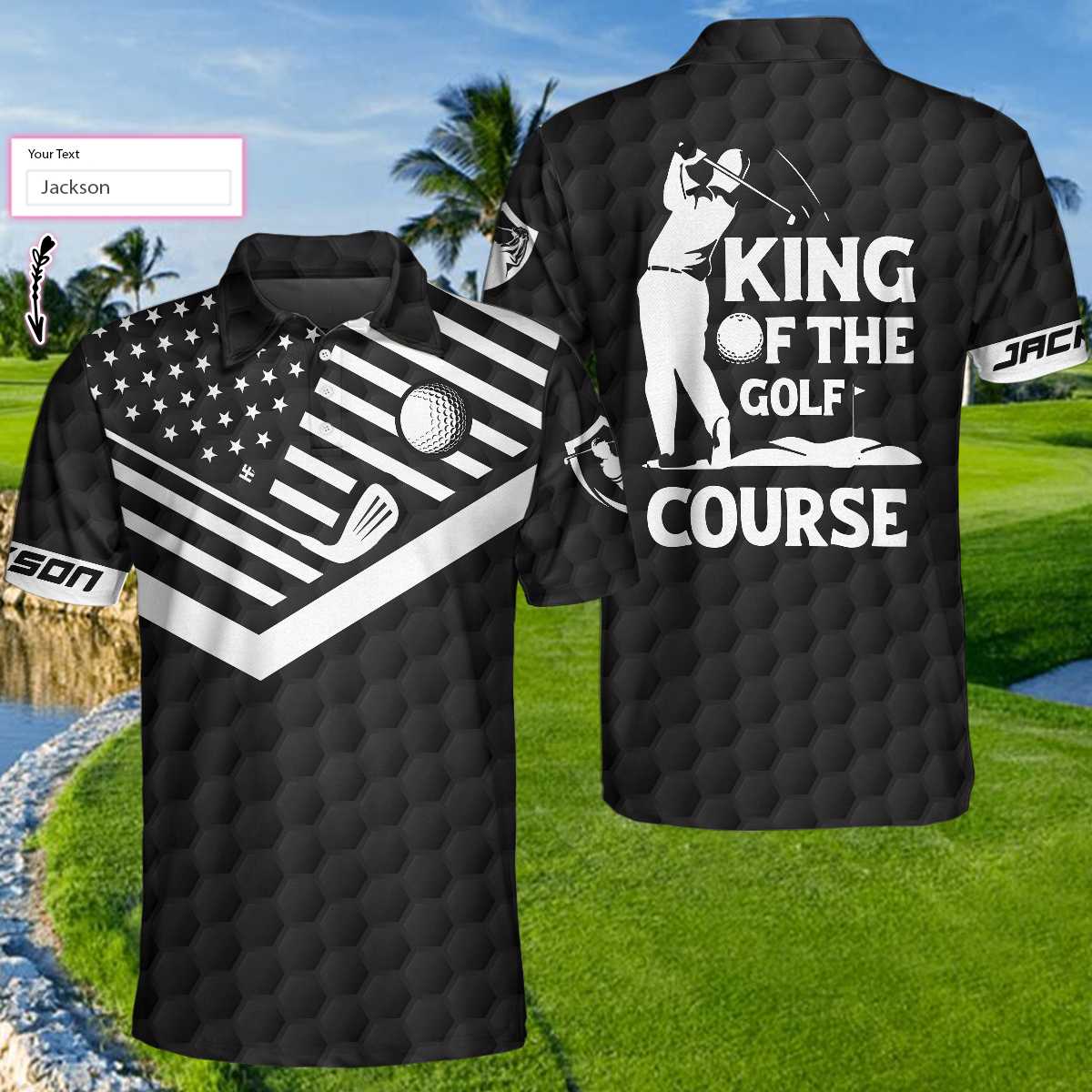 Personalized Golf American Flag Golf Men Polo Shirt, King Of The Golf Course Custom Shirt For Men, Gift For Male Golfers