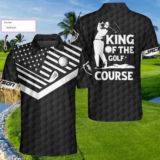 Personalized Golf American Flag Golf Men Polo Shirt, King Of The Golf Course Custom Shirt For Men, Gift For Male Golfers