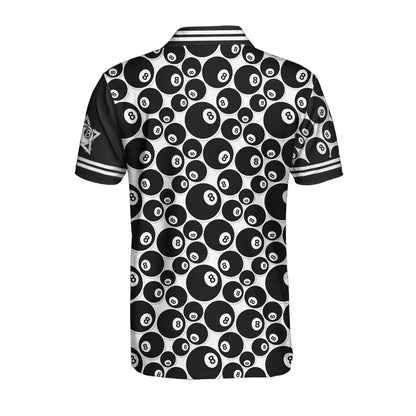 Black Billiard Ball Pattern Best Billiard Style Men Polo Shirt, Kiss My Balls For Good Luck Polo Shirt, Gift Idea For Billiard Players
