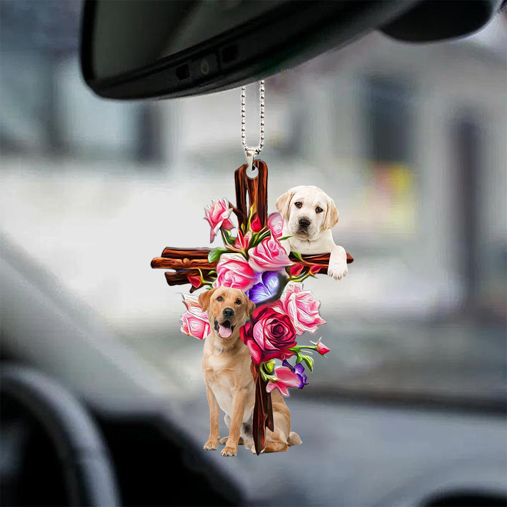 Labrador Retriever Roses and Jesus Ornament - Dog Car Hanging Ornament - Gift For Dog Lovers - Gift For Dog Mom, Dog Lover, Dog Owner