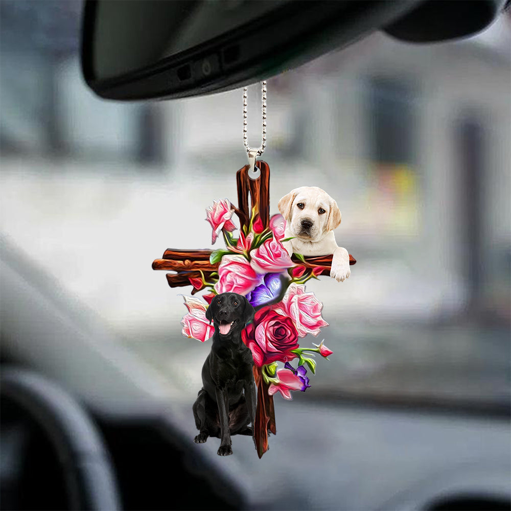 Labrador Retriever Roses and Jesus Ornament  - Dog Car Hanging Ornament Car - Gift For Dog Lovers - Gift For Dog Mom, Dog Lover, Dog Owner