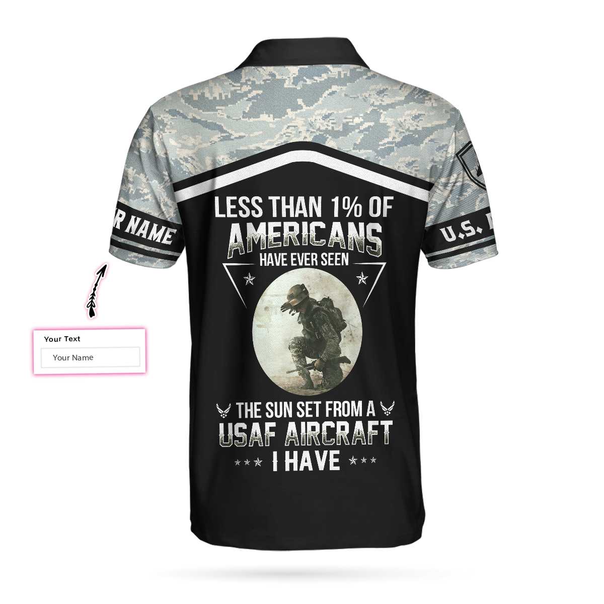 Personalized Camouflage Men Polo Shirt, Less Than 1% Of Americans Have Ever Seen The Sunset From A USAF Aircraft I Have Custom Shirt For Male, Veteran Shirt For Men
