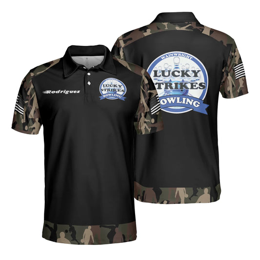 Men Polo Shirt - LuckyStrike Logo Custom Polo Shirt - Gift For men - Bowling Shirt For Men