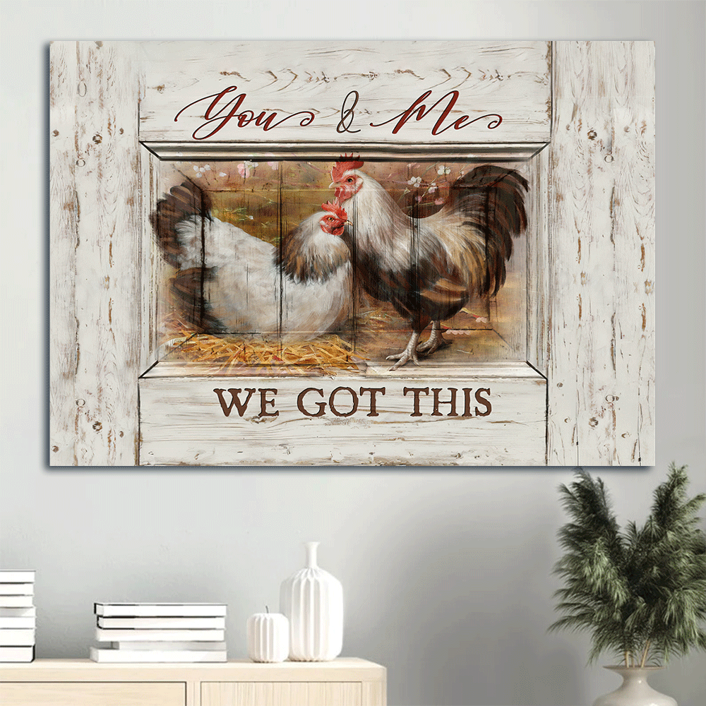 Couple Landscape Canvas - Male chicken, Female chicken, Farm life Canvas - Gift for Family, Couple - You and me Family Landscape Canvas