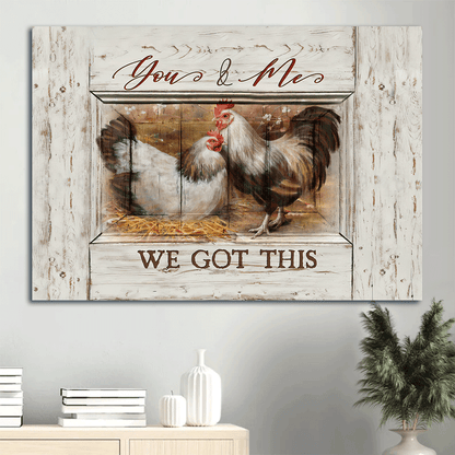 Couple Landscape Canvas - Male chicken, Female chicken, Farm life Canvas - Gift for Family, Couple - You and me Family Landscape Canvas