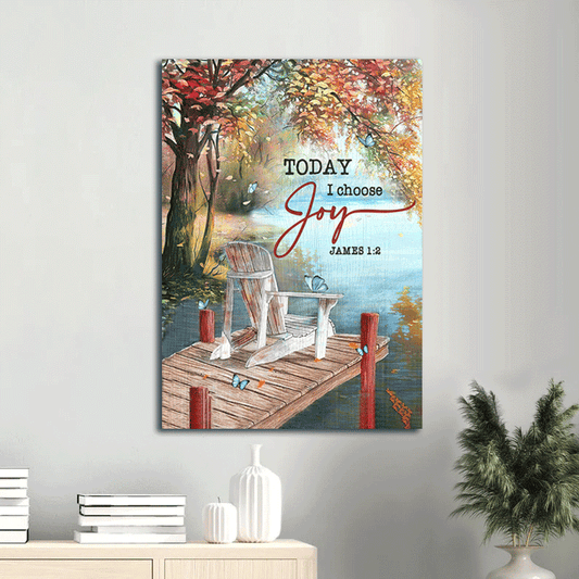 Jesus Portrait Canvas- A Beautiful Lake View, Lake Landscape, Spring Season Portrait Canvas- Gift For Religious Christian- Today I Choose Joy