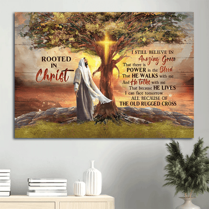 Jesus Landscape Canvas -  Magic tree, Religious song, Bible verse, Landscape Canvas - Inspirational gift, Gift For Religious Christian - Rooted in Christ
