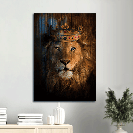 Lion Portrait Canvas, Abstract lion head, Lion of Judah, Gorgeous crown Landscape Canvas, Jesus is King Canvas - Wall Decor Framed Gift For Christian
